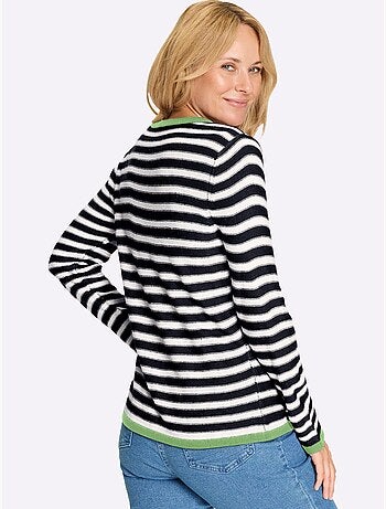 Pull Encolure Ronde Détails Contrastés - Taille Standard - Moda Vilona