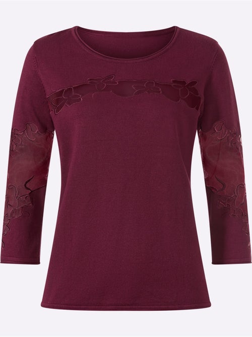 Pull Encolure Ronde Empiècements Brodés Transparents - Taille Standard - Helline - Kiabi Pull Encolure Ronde Empiècements Brodés Transparents - Taille Standard - Helline - Kiabi