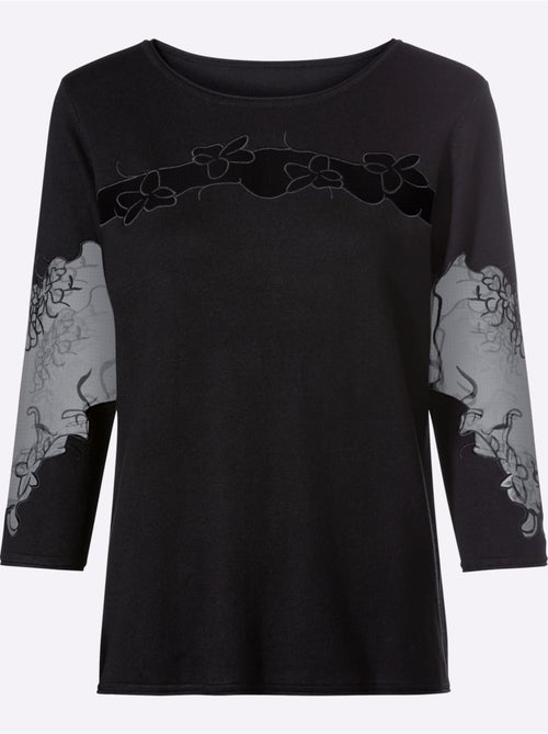 Pull Encolure Ronde Empiècements Brodés Transparents - Taille Standard - Helline - Kiabi Pull Encolure Ronde Empiècements Brodés Transparents - Taille Standard - Helline - Kiabi