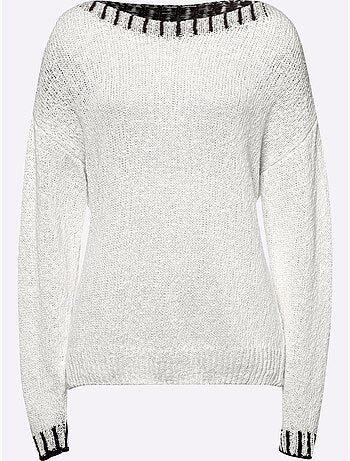 Pull encolure ronde et manches longues en tricot coton doux - Taille standard - Helline