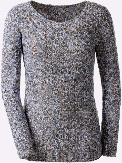 Pull encolure ronde et manches longues motif tricoté - Taille standard - Witt - Kiabi