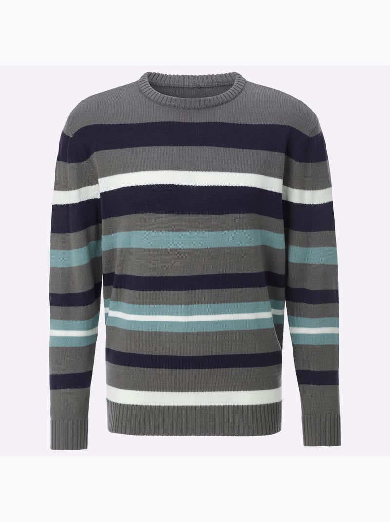 Pull encolure ronde fabriqué à partir de matériaux recyclés - taille standard - moda vilona Gris Vert - Kiabi