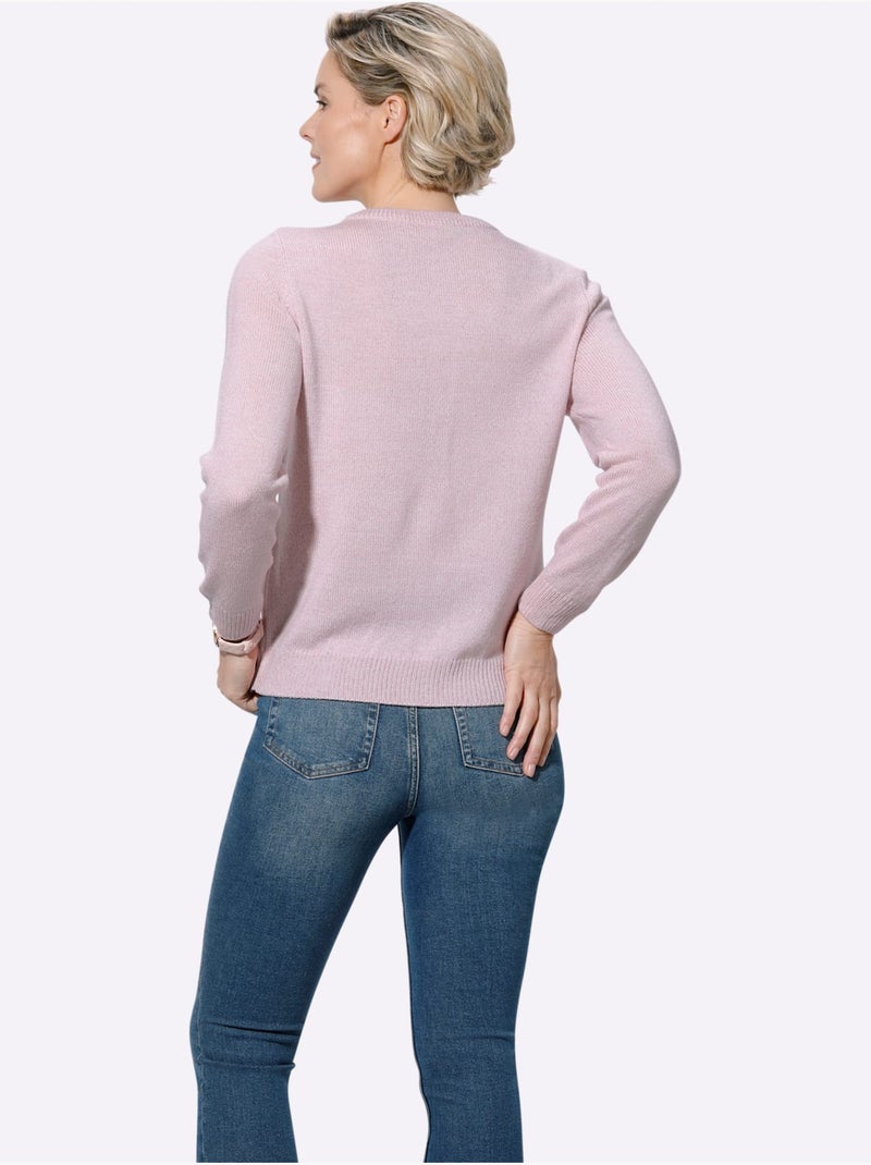 Pull Encolure Ronde Fil Chiné Doux - Taille Standard - Witt Rose - Kiabi