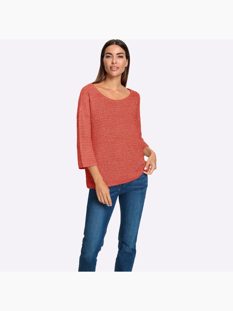 Pull Encolure Ronde Fil Fantaisie Brillant - Taille Standard - Helline Terre cuite - Kiabi