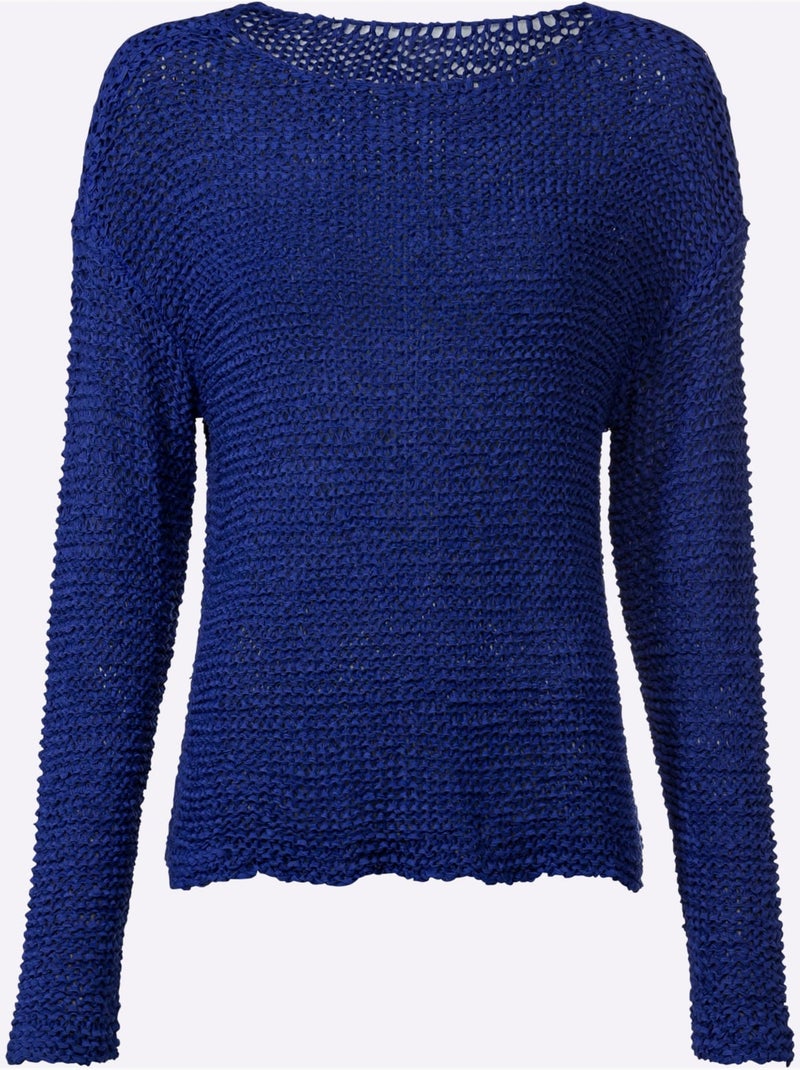 Pull Encolure Ronde Joli Fil Fantaisie - Taille Standard - Helline Bleu roi - Kiabi