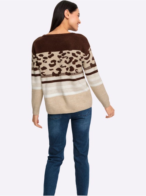 Pull Encolure Ronde Joli Motif Léopard - Taille Standard - Helline - Kiabi Pull Encolure Ronde Joli Motif Léopard - Taille Standard - Helline - Kiabi