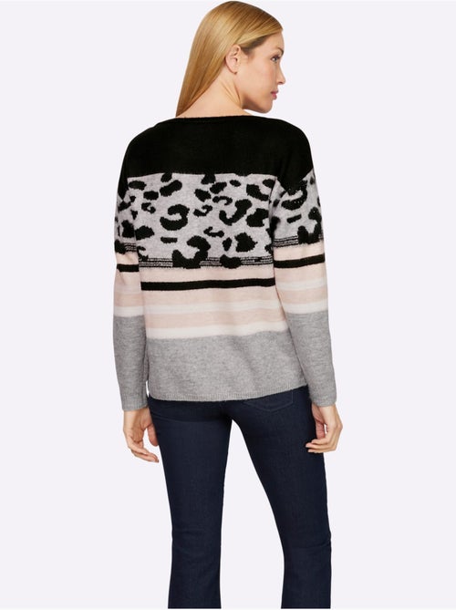 Pull Encolure Ronde Joli Motif Léopard - Taille Standard - Helline - Kiabi