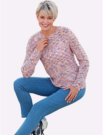 Pull Encolure Ronde Jolie Structure Tricot - Taille Standard - Moda Vilona