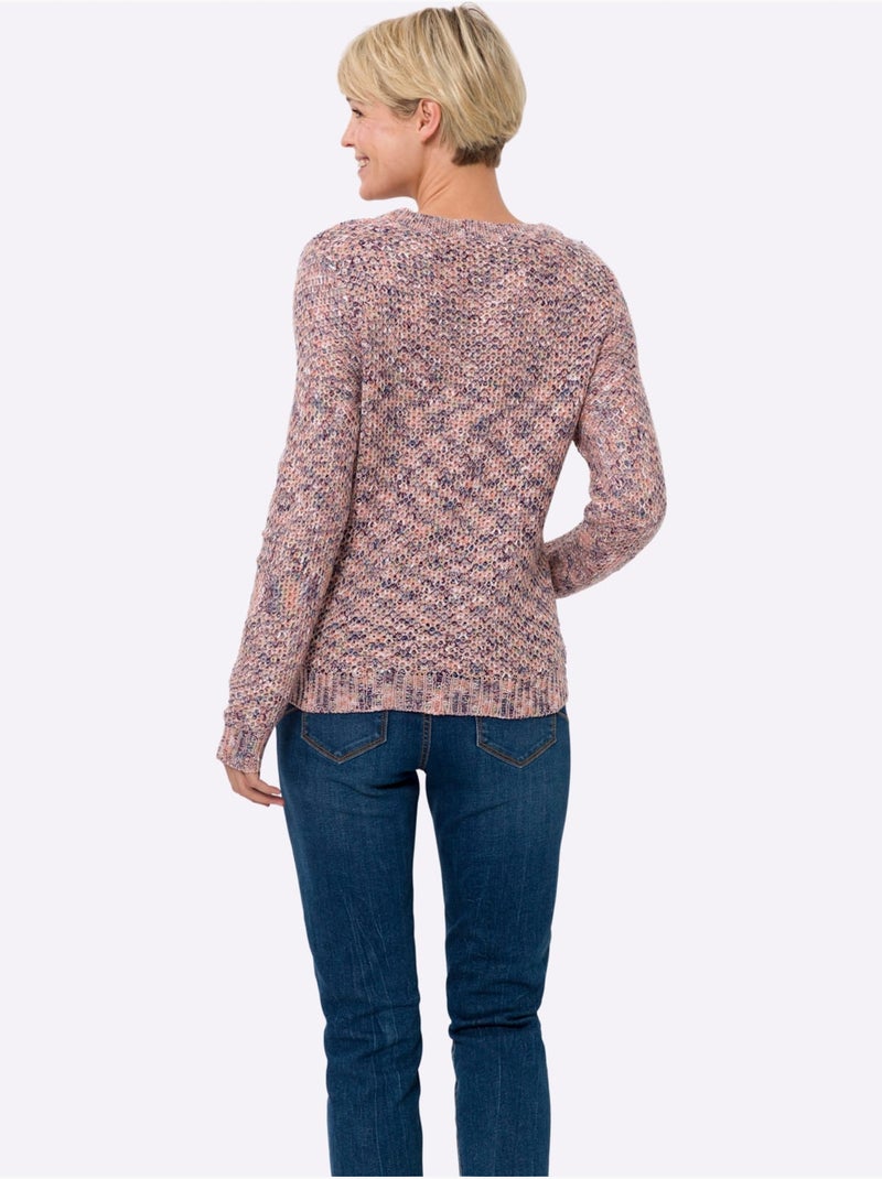 Pull Encolure Ronde Jolie Structure Tricot - Taille Standard - Moda Vilona Rose - Kiabi