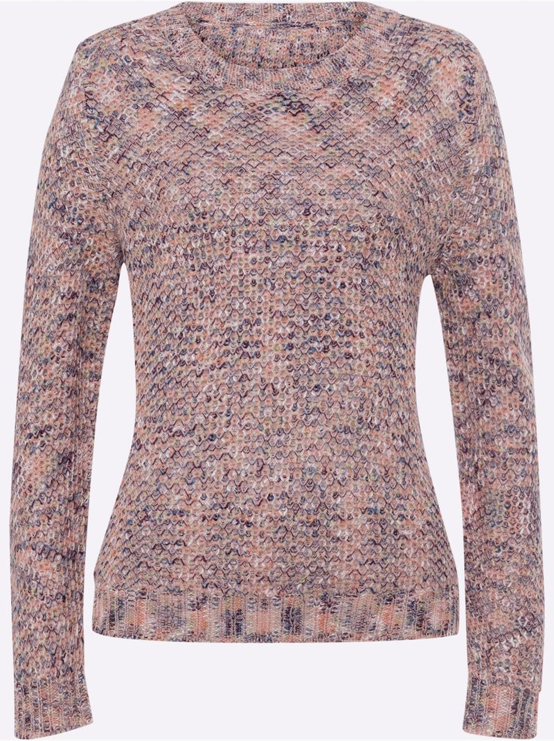 Pull Encolure Ronde Jolie Structure Tricot - Taille Standard - Moda Vilona Rose - Kiabi