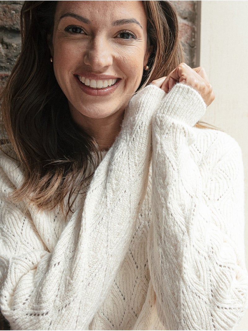 Pull encolure ronde maille fantaisie - DAXON Ecru - Kiabi