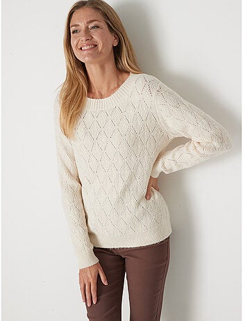 Pull encolure ronde maille fantaisie