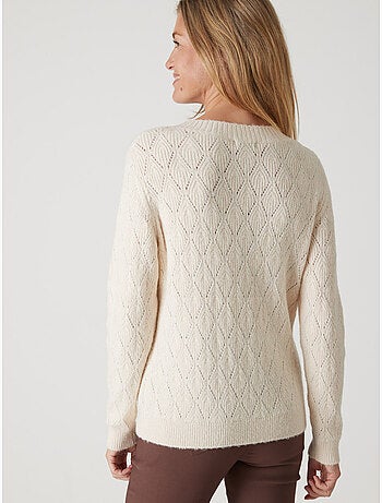 Pull encolure ronde maille fantaisie