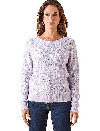 Pull encolure ronde maille fantaisie