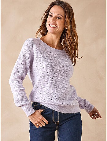 Pull encolure ronde maille fantaisie