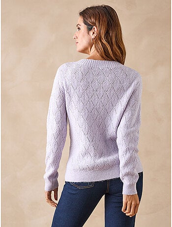 Pull encolure ronde maille fantaisie