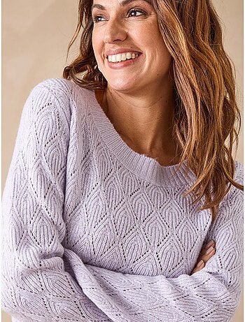 Pull encolure ronde maille fantaisie