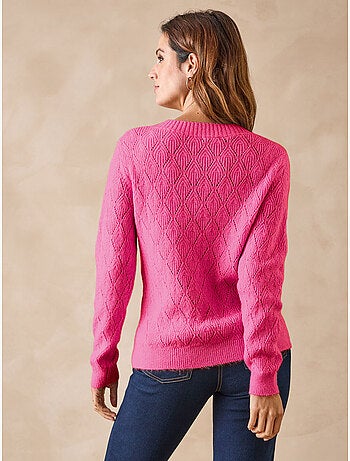 Pull encolure ronde maille fantaisie