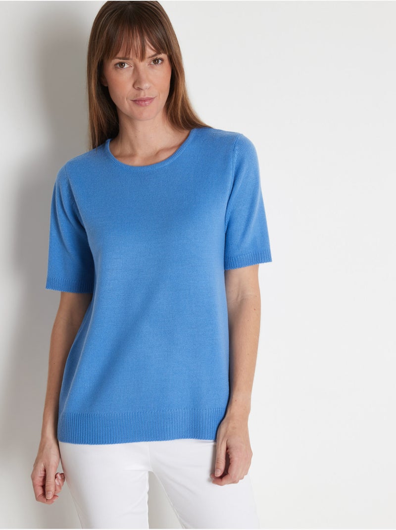 Pull encolure ronde manches courtes - DAXON Bleu - Kiabi