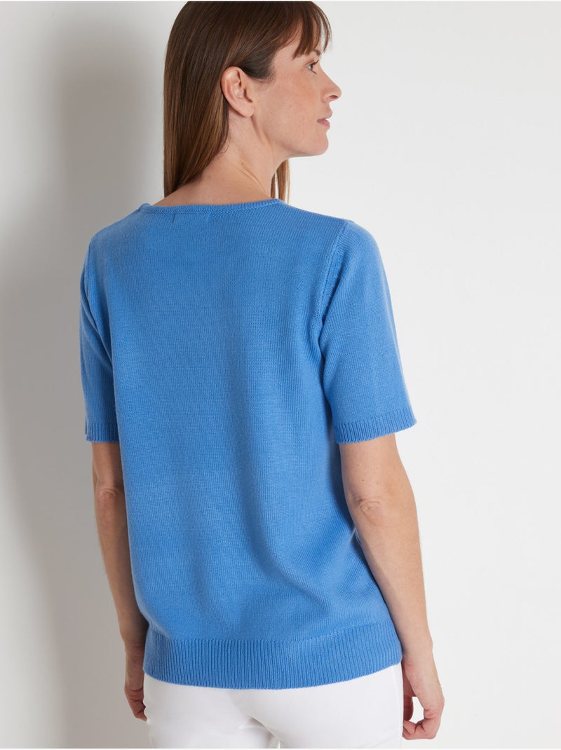 Pull encolure ronde manches courtes - DAXON Bleu - Kiabi