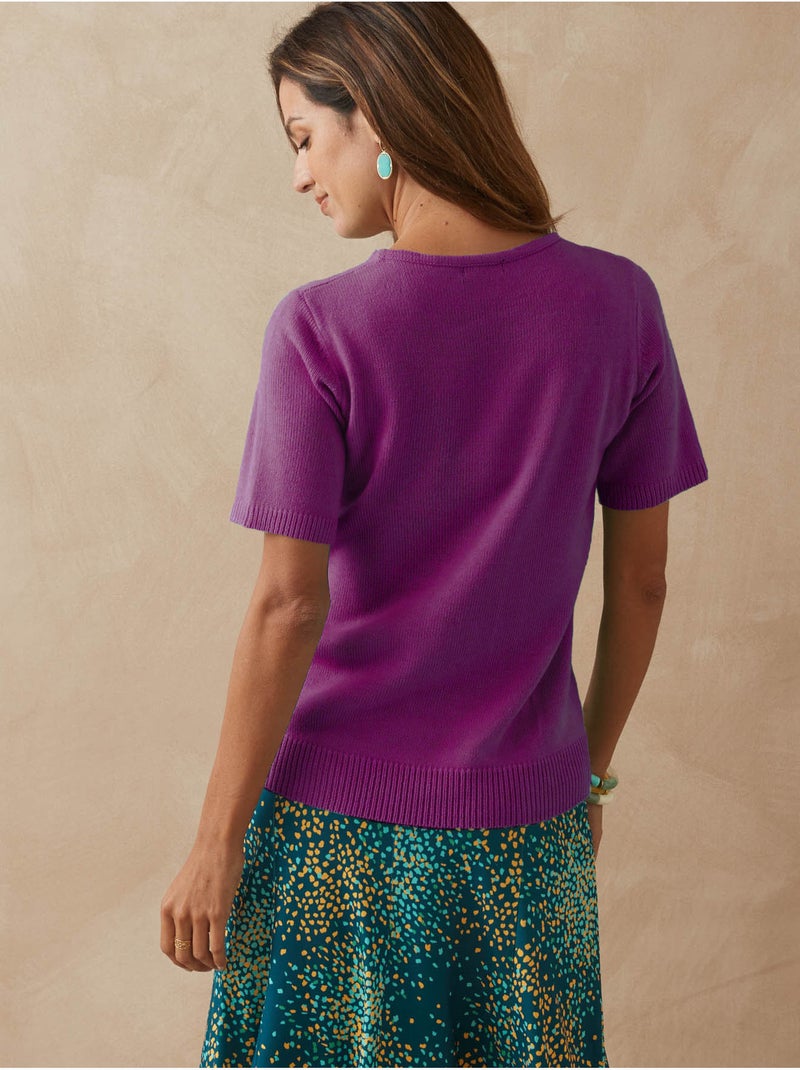 Pull encolure ronde manches courtes - DAXON Violet foncé - Kiabi