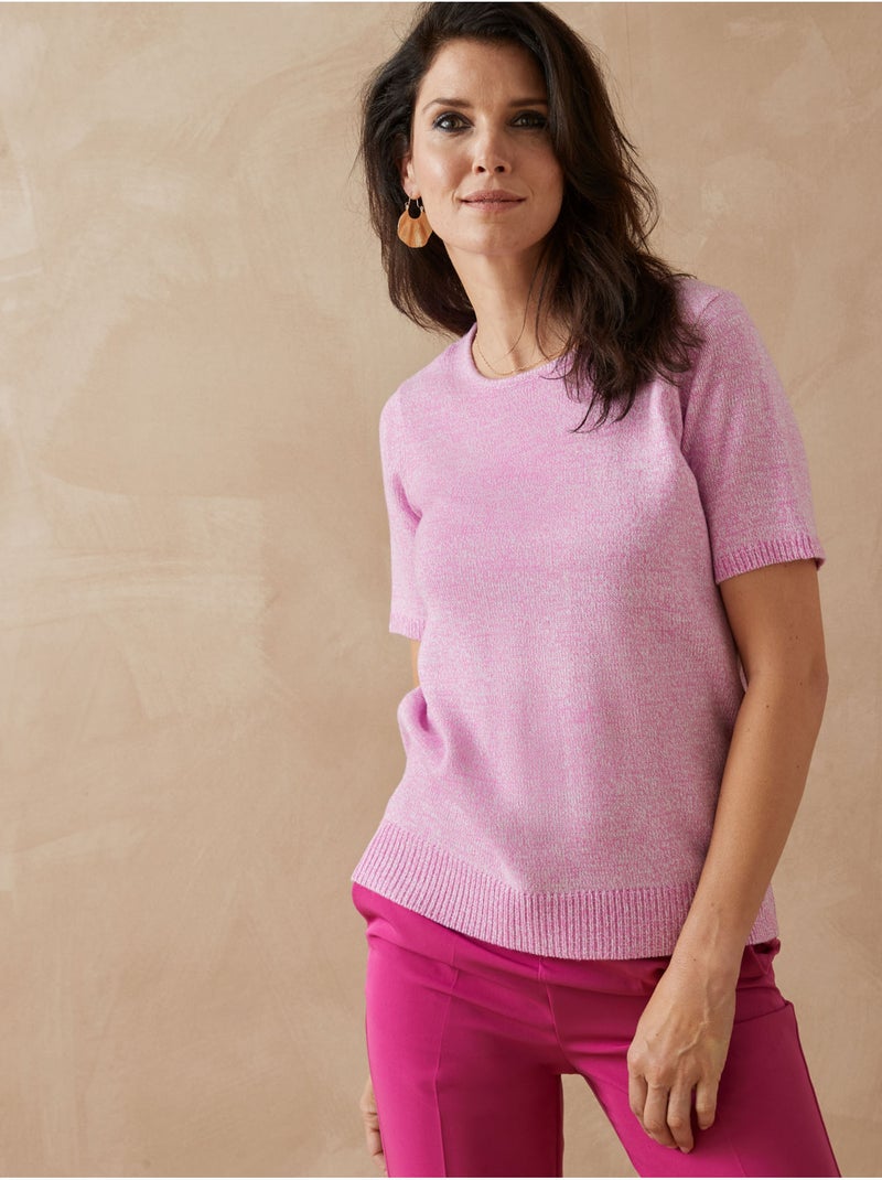 Pull encolure ronde manches courtes - DAXON Violet - Kiabi