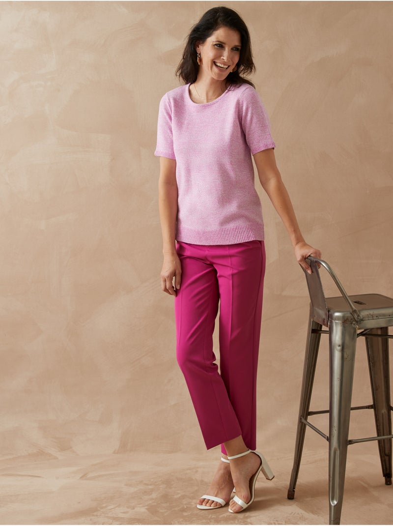 Pull encolure ronde manches courtes - DAXON Violet - Kiabi