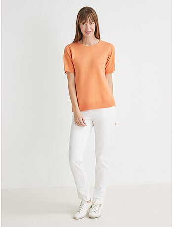 Pull encolure ronde manches courtes