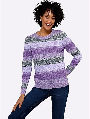 Pull Encolure Ronde Motif à Rayures Tendance - Taille Standard - Moda Vilona