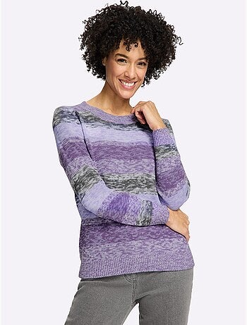 Pull Encolure Ronde Motif à Rayures Tendance - Taille Standard - Moda Vilona