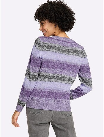Pull Encolure Ronde Motif à Rayures Tendance - Taille Standard - Moda Vilona