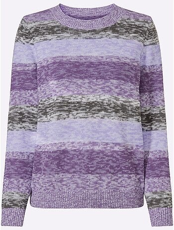 Pull Encolure Ronde Motif à Rayures Tendance - Taille Standard - Moda Vilona