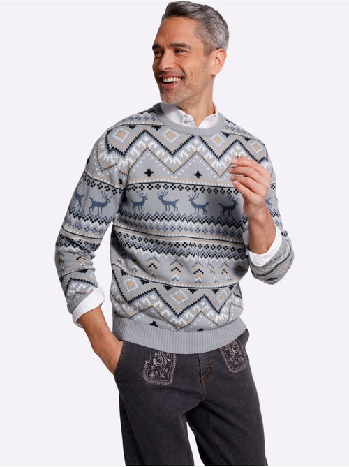 Pull encolure ronde motif graphique - taille standard - moda vilona - Kiabi