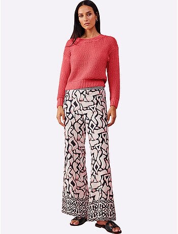 Pull Encolure Ronde Motif Maille Moderne - Taille Standard - Helline