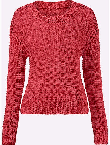 Pull Encolure Ronde Motif Maille Moderne - Taille Standard - Helline