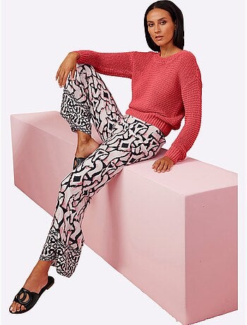 Pull Encolure Ronde Motif Maille Moderne - Taille Standard - Helline
