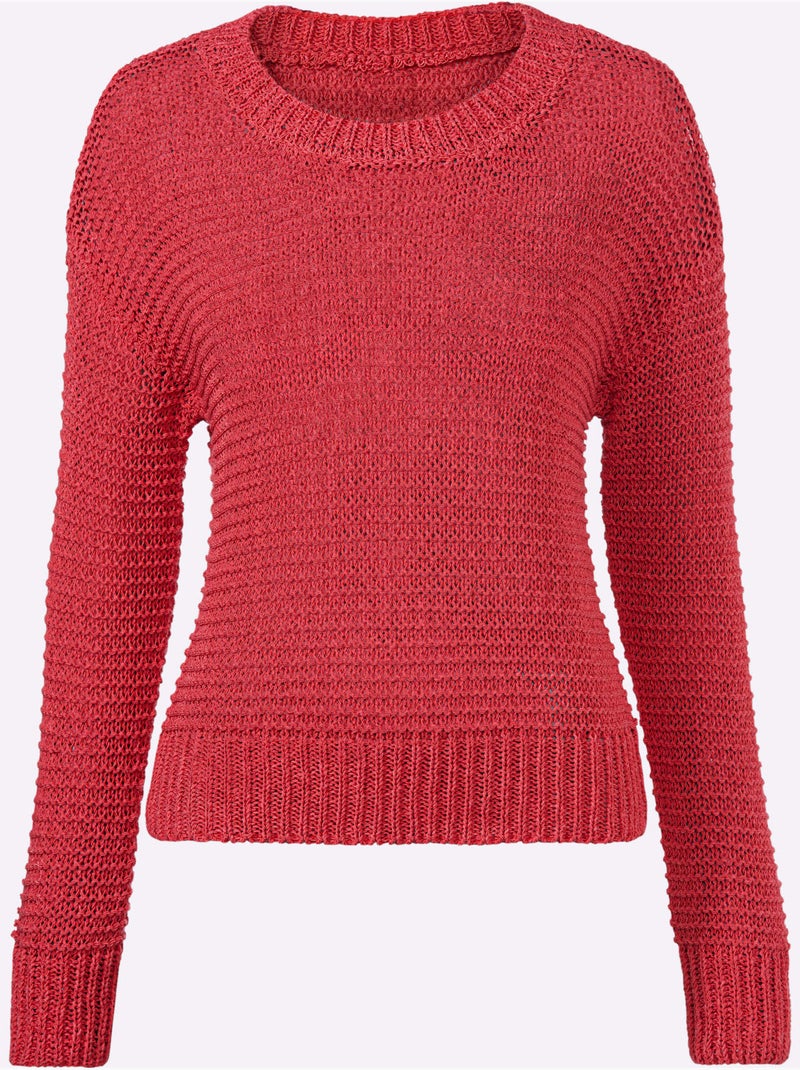 Pull Encolure Ronde Motif Maille Moderne - Taille Standard - Helline Rose - Kiabi