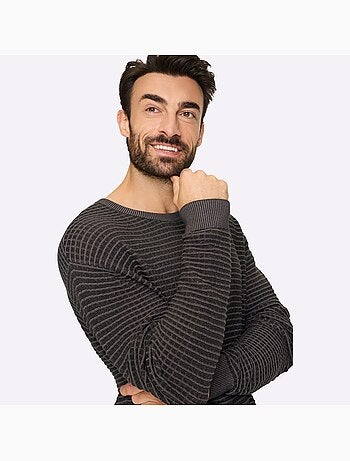 Pull encolure ronde motif structuré tendance - taille standard - witt