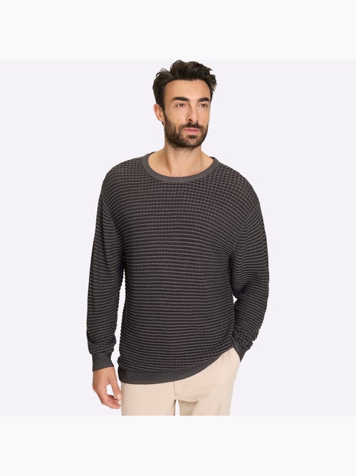 Pull encolure ronde motif structuré tendance - taille standard - witt - Kiabi