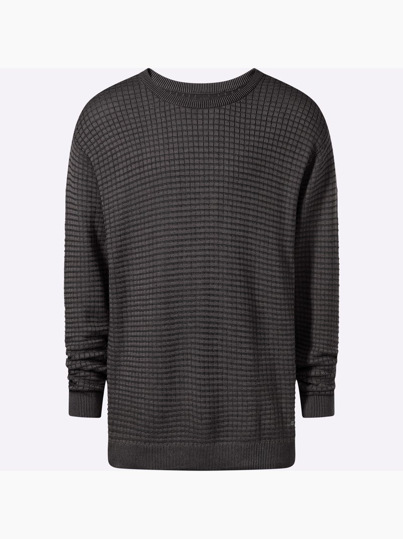 Pull encolure ronde motif structuré tendance - taille standard - witt Gris - Kiabi
