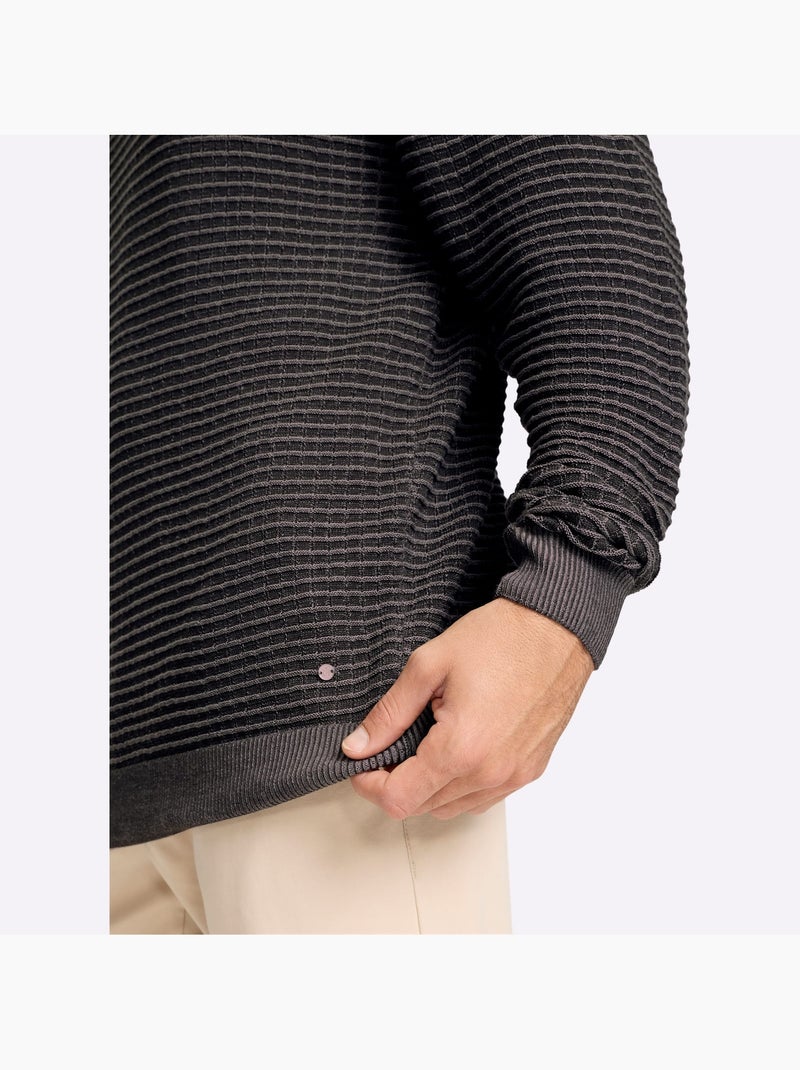 Pull encolure ronde motif structuré tendance - taille standard - witt Gris - Kiabi