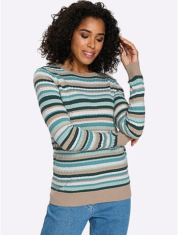 Pull Encolure Ronde Motif Torsadé Sportif - Taille Standard - Moda Vilona