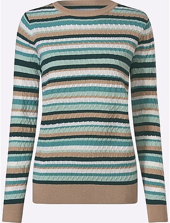 Pull Encolure Ronde Motif Torsadé Sportif - Taille Standard - Moda Vilona