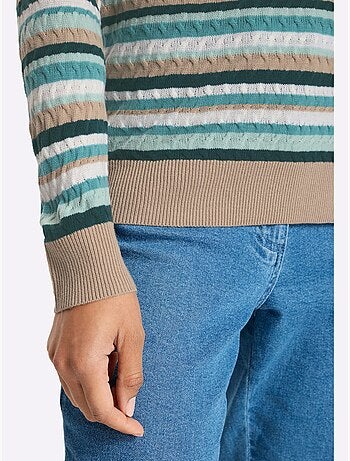 Pull Encolure Ronde Motif Torsadé Sportif - Taille Standard - Moda Vilona