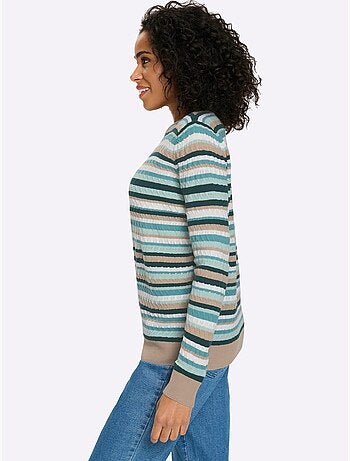 Pull Encolure Ronde Motif Torsadé Sportif - Taille Standard - Moda Vilona