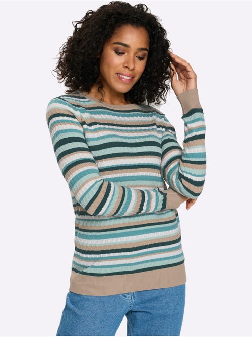 Pull Encolure Ronde Motif Torsadé Sportif - Taille Standard - Moda Vilona - Kiabi Pull Encolure Ronde Motif Torsadé Sportif - Taille Standard - Moda Vilona - Kiabi