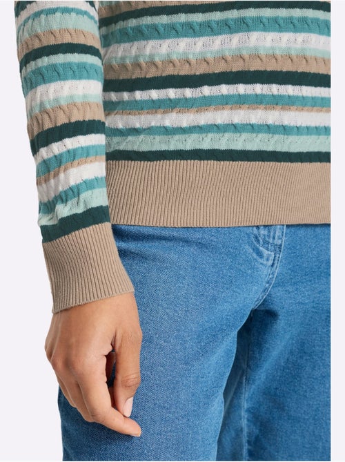 Pull Encolure Ronde Motif Torsadé Sportif - Taille Standard - Moda Vilona - Kiabi Pull Encolure Ronde Motif Torsadé Sportif - Taille Standard - Moda Vilona - Kiabi