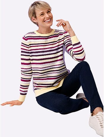Pull Encolure Ronde Motif Torsadé Sportif - Taille Standard - Moda Vilona