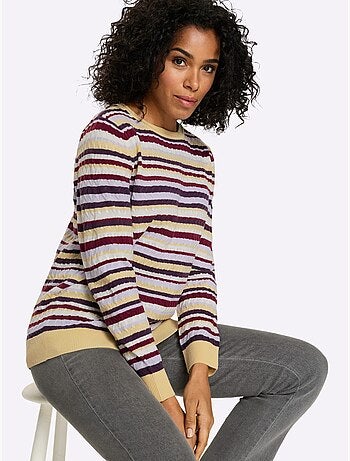 Pull Encolure Ronde Motif Torsadé Sportif - Taille Standard - Moda Vilona