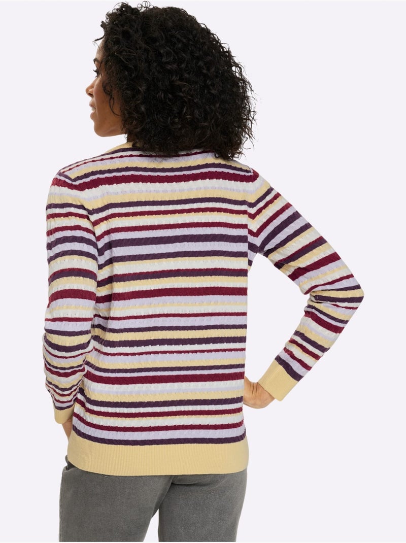 Pull Encolure Ronde Motif Torsadé Sportif - Taille Standard - Moda Vilona Mauve - Kiabi